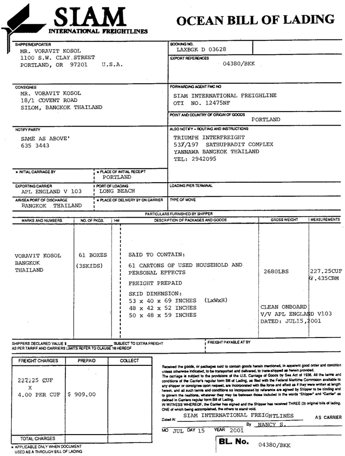 Bill of Lading ( B/L ) | Transportasi dan Logistik